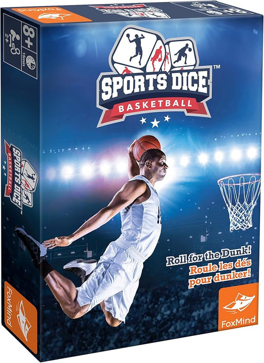 FoxMind Games: Sports Dice Basketball - Throw The Ball On Net & Dunk to Win, Rolling Board Game, Fun & Easy to Learn, Family-Kids Ages 8+ 2-4 Players