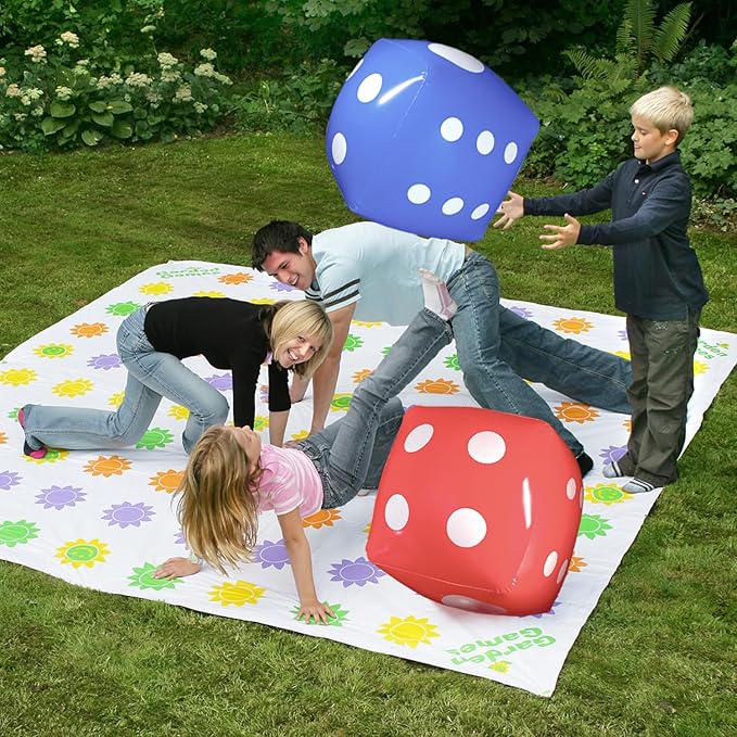 Novelty Place 16" Jumbo Inflatable Dice (2-Pack) - Red and Blue Giant Dice for Indoor & Outdoor Board Games, Ludo, Pool Parties - Fun & Versatile Party Decorations and Game Accessories
