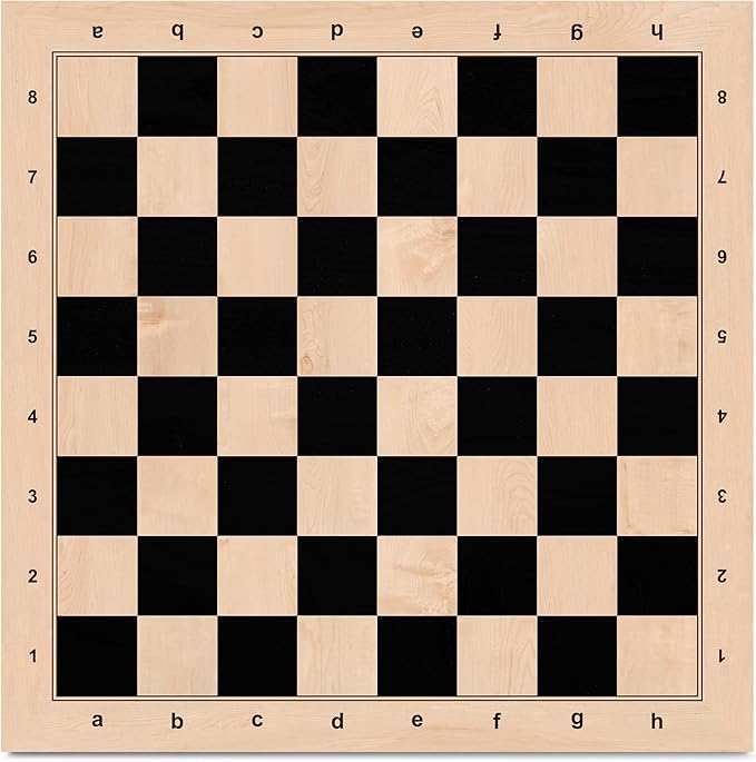 A&A 21.25" Professional Wooden Tournament Chess Board/Ebony Wood & Maple Inlay / 2.25" Squares w/Notation