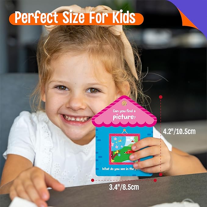 SpriteGru 30PCS Indoor Scavenger Hunt Cards, Double-Sided Card Toddler Activity Game for Homeschooling, Kids & Preschoolers, 1 Plastic Ring Included