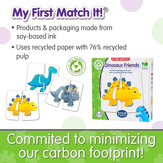 The Learning Journey: My First Match It - Dinosaurs - 2 Year Old Toys, Puzzles for Toddlers, Toddler Puzzle, Educational Toys for 2 Year Old - 15 Self-Correcting Matching Puzzles - Award Winning Toys