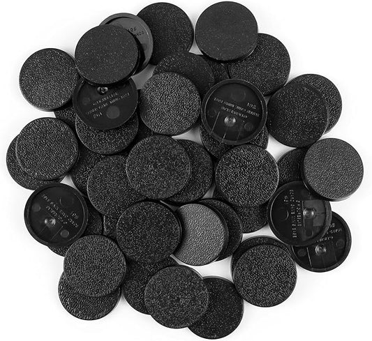 100PCS Miniature Bases+120PCS Adhesive, 25mm or 0.98inch Round Black Plastic Model Bases for Gaming Miniatures Collectible War Table Game or Wargames Board Game