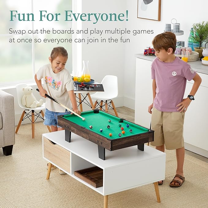 Best Choice Products 11-in-1 Kids Combo Game Table Set for Home, Game Room w/Ping Pong, Foosball, Table Hockey, Chess, Checkers, Shuffleboard, Bowling, 5 Accessory Bags