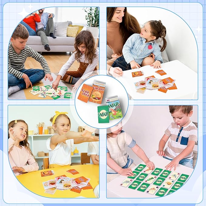 Card Game, Card Games for Kids Ages 4-8, Easy to Learn, Easter Basket Stuffers Gifts Ideal, Fun for Family Game Night Party Travel Preschool Classroom (Slap Jack & War)