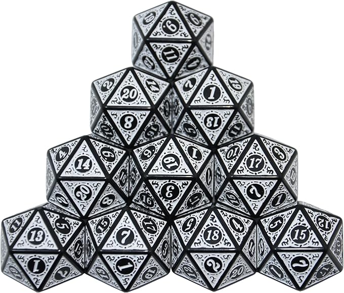 SmartDealsPro 10-Pack Retro 26mm Large 20 Sided Dice D20 Polyhedral Dice for DND RPG MTG Table Game(Retro Yellow)