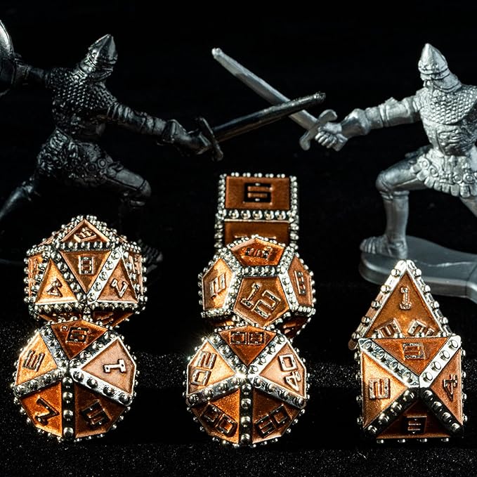UDIXI Metal Dice Set, Metal DND Dice Set Rivet D&D Set for Dungeons and Dragons Role Playing Games (Pumpkin Color)