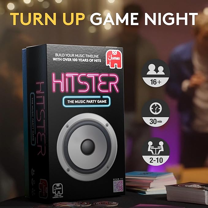 Jumbo Hitster - The Music Party Card Game, Fun Music Quiz Card Game, 2-10 Players - 300 Plus Iconic Music Hits - Great for Adult and Family Game Nights (US Edition)