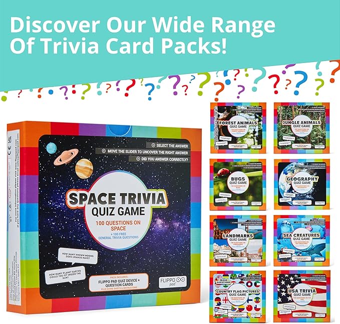 Quiz Device Game - Country Flags Trivia Quiz Game - 25 Cards - 200 Questions - Educational & Fun - Ideal Travel Games for Kids - Family Quiz Games - Portable Pack - Age 6+