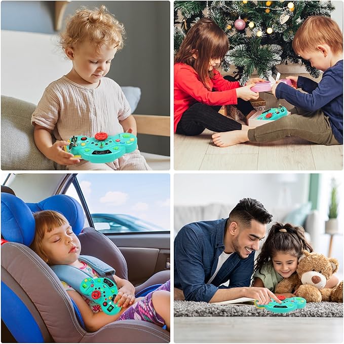Toddler Busy Board Montessori Toys for 1 2 3 Year Old, Musical LED Light Switch Toys Travel Sensory Learning Toy for Toddlers 1-3, Preschool Educational Activities for Kids 2-4 Boy Girl Birthday Gift
