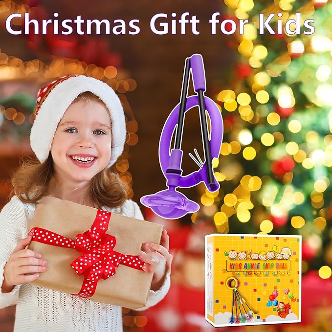 Ankle Skip Ball for Kids, Foldable Colorful Light Flash Wheel Skip Ball for Adults, Indoor Outdoor Game Toys for Kids, Gift for Girls, Boys Ages 5 6 7 8 9 10 11 12 Years Old - Purple