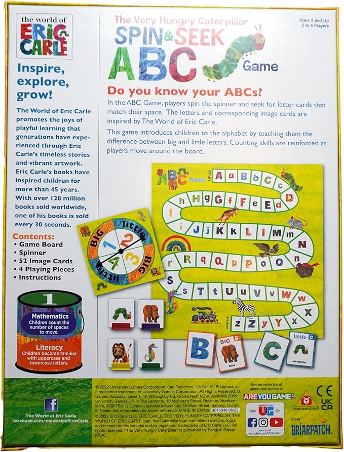 Briarpatch, The Very Hungry Caterpillar Spin & Seek ABC Game, Based On Board Books By Eric Carle, Preschool Learning For Kids