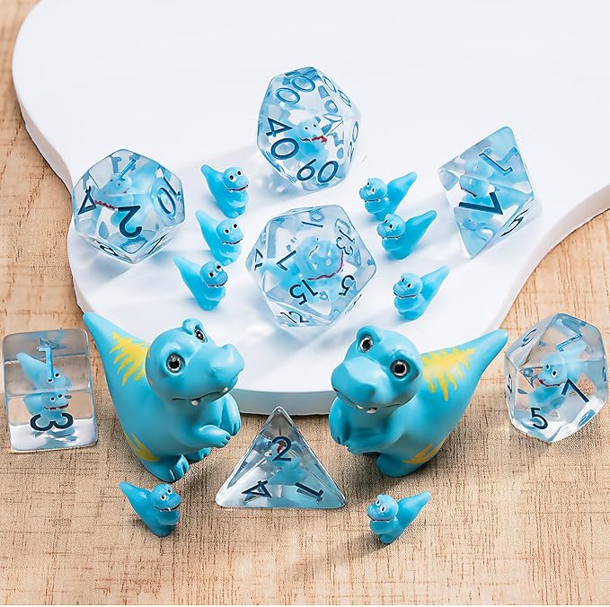 Polyhedral Dinosaur DND Dice,Resin Dinosaur D&D D and D Dice Set for Dungeons and Dragons MTG RPG Board Games