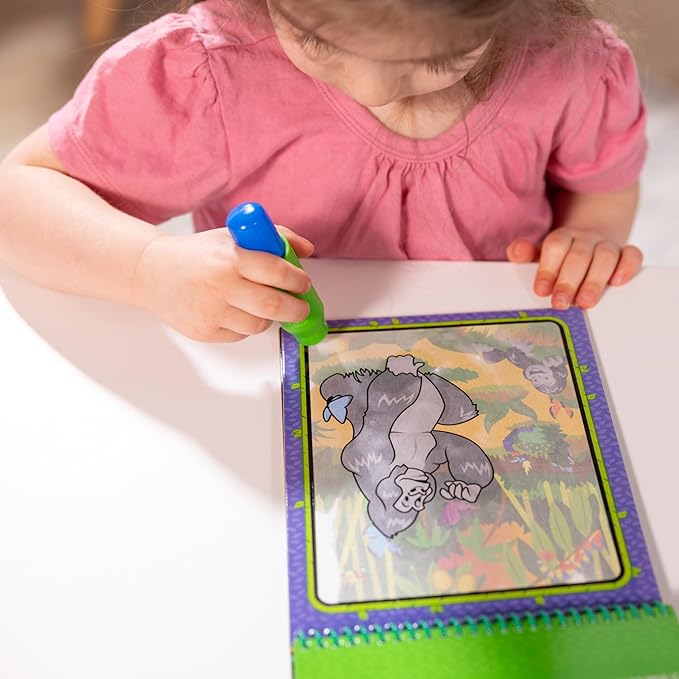 Melissa & Doug On The Go Water Wow! Reusable Water-Reveal Coloring Activity Pad – Jungle - Party Favors, Stocking Stuffers, Travel Toys For Toddlers, Mess Free Coloring Books For Kids Ages 3+