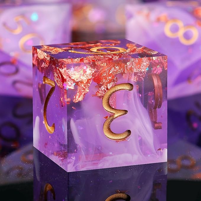 Haxtec DND Dice Set Sharp Edge Resin Dice Set with Dice Case, D and D Dice, Polyhedral D&D Dice Set for Dungeons and Dragons TTRPGs DND Gift