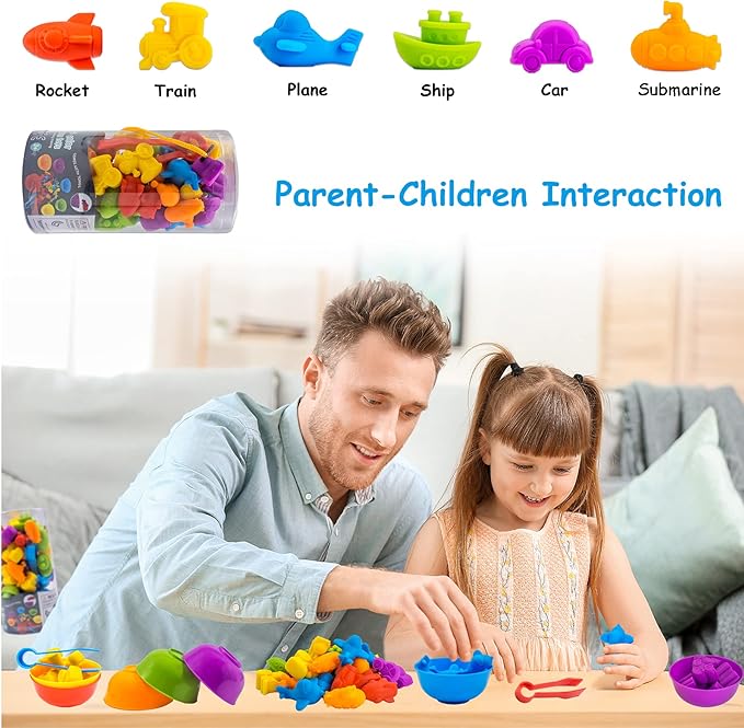 ABCaptain Counting Transport Matching Game with Sorting Cups, Color Classification and Sensory Training Preschool Educational Learning Toys Gift for Toddlers Kids Boys Girls Ages 3 4 5 6 +