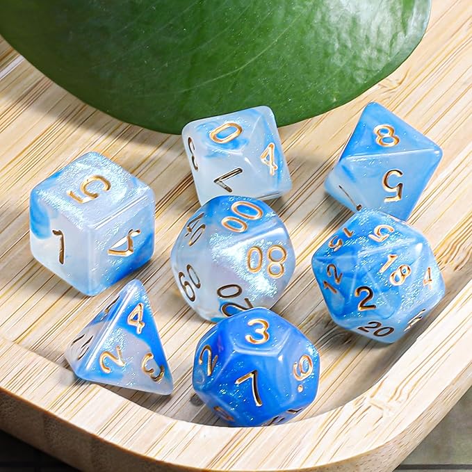 CiaraQ DND Polyhedral Dice Set with a Black Dice Bag for D&D RPG MTG Role Playing Table Games