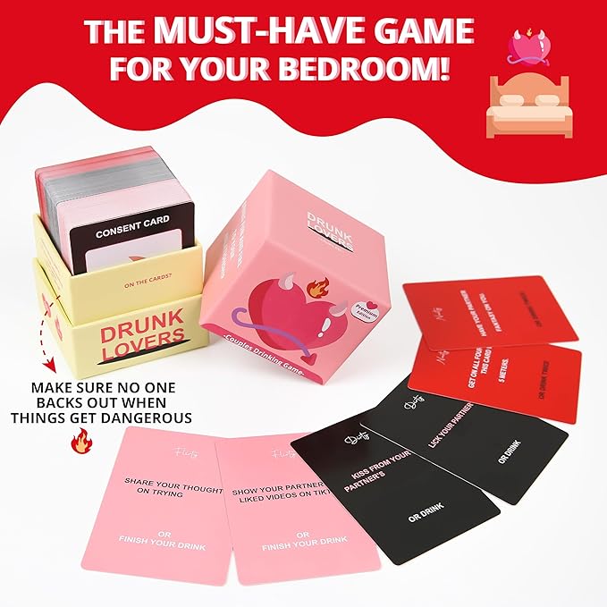 Drunk Lovers Premium Edition - Couples Games Couples Card Game for Date Night, 150 Cards with 4 Engaging Categories, Couple Games and Couples Games for Adults