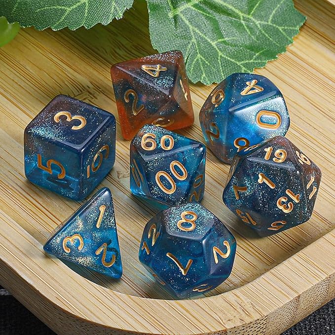 CiaraQ DND Polyhedral Dice Set with a Black Dice Bag for D&D RPG MTG Role Playing Table Games