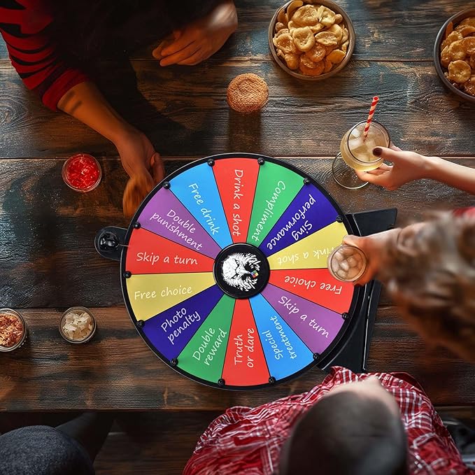 WinSpin 20" Prize Wheel 14 Slots Dry Erase Spinning Wheel Tabletop Fortune Game for Pub Party Engaging Trade Show Eagle