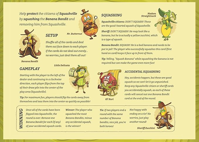 Squash Banana Card Game - Fun Family Game for Kids Ages 4-12, Great Gift or Party Game for Kids of All Ages, Great Addition to Family Game Night.