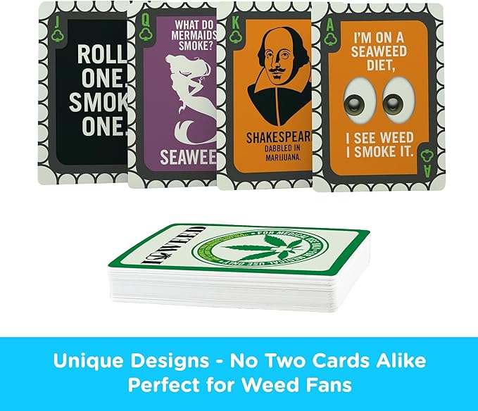 AQUARIUS Weed Playing Cards - Weed Themed Deck of Cards for Your Favorite Card Games - Weed Merchandise & Collectibles - Poker Size with Linen Finish