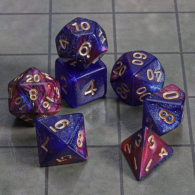 CiaraQ DND Polyhedral Dice Set with a Black Dice Bag for D&D RPG MTG Role Playing Table Games