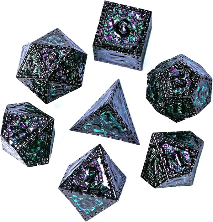 UDIXI Metal DND Dice Set, 7PCS Polyhedral D&D Dice Set Dragon d and d Dice for Dungeons and Dragons Role Playing Dice Game and Other Tabletop Game (Black 12)