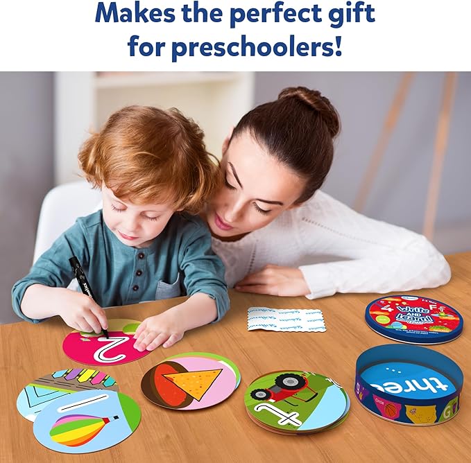 Skillmatics Write & Learn Reusable Cards for Toddlers - Letters, Numbers, Patterns & Shapes, Travel Game, Preschool Learning, Gifts for Kids Ages 3, 4, 5, 6