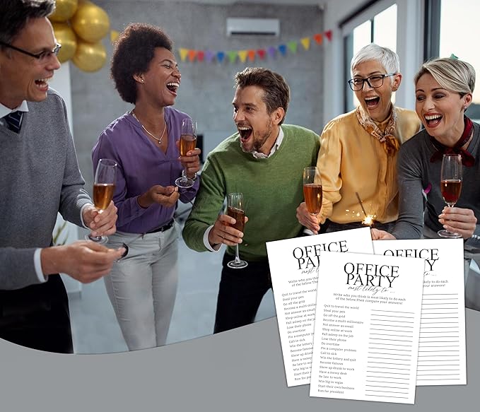 Tuyashua Office Party Most Likely to Games, Work Party Games, Team Building Group Office Game, Work Happy Hour Idea, Great for Coworker Game or Adult Trivia Game, Set of 30 Game Cards - OP03