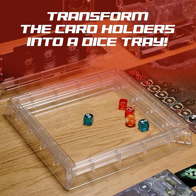 Clear Series Board Game Accessories Set - Total 16 Packs of Connectable Game Card Trays, Component Holder Tray, Cards Holder Stand, Trasparent Game Pieces Organizer Set