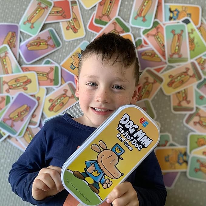 University Games Dog Man Hot Dog Card Game in a Tin , The Fast and Frenzied Collection Game for Kids Featuring Art from the Dog Man Books by Dav Pilkey, for Players Ages 6 and Up