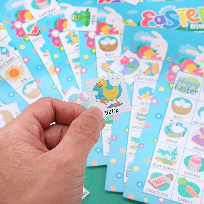 JOYIN 28 Players Easter Bingo Card (5x5) with Blue Color for Kids, Boys, Girls and Adults, Easter Games, School Classroom Activities and Easter Basket Stuffers