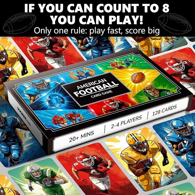 QUOKKA Football Fast-Paced Card Game for Kids & Adults – 128 Cards & Easy Rules – Quick & Fun Matching Game – 2-8 Players – Ages 8+ – Perfect for Family Games Night, Travel and Parties