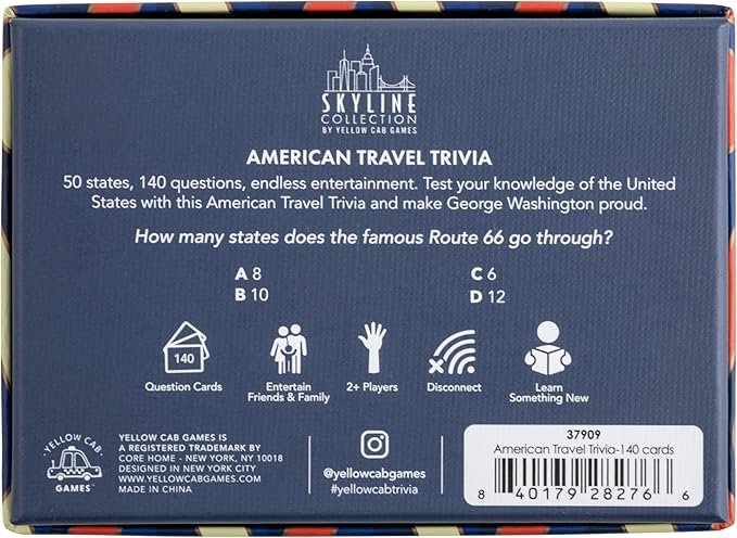 Skyline Collection Trivia Set - American Travel Trivia, 140 Question Cards - Game Night Entertainment for Families & Friends