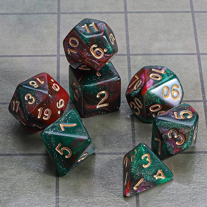 CiaraQ DND Polyhedral Dice Set with a Black Dice Bag for D&D RPG MTG Role Playing Table Games