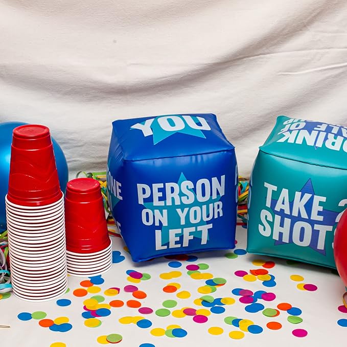 Giant Dice Drinking Game for Adults - Blow Up Dice PVC Inflatable and Reusable 2 Dice - 10" - Jumbo Dice for Indoor Outdoor Fun Games, Pool Parties, Lawn Floor Games