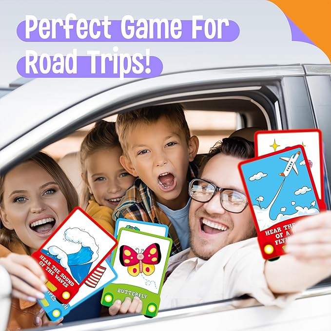 SpriteGru 50PCS Travel Scavenger Hunt Card Game, Road Trip Car Games Fun Eye Find & Seek Card Game Funny Activity for Activities for Family Vacations, Road Trips and Car Rides, Ages 4 and Up