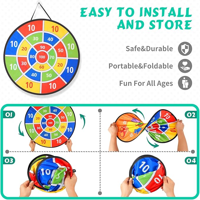 58PCS Carnival Games Combo Set, Dart Board Games Knock Down Can Games Bean Bag Toss Game Party Games Indoor Outdoor Birthday Party Games Fall Festival Field Day Games For Kids Adults Yard Games