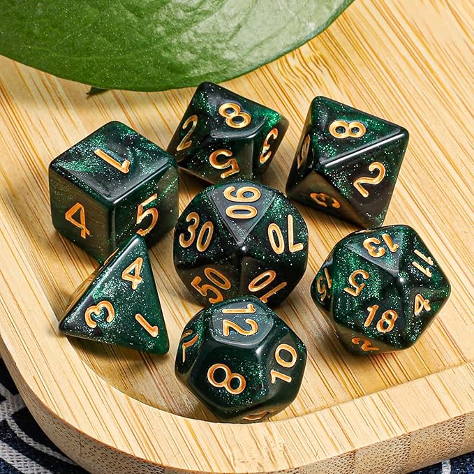 CiaraQ DND Polyhedral Dice Set with a Black Dice Bag for D&D RPG MTG Role Playing Table Games
