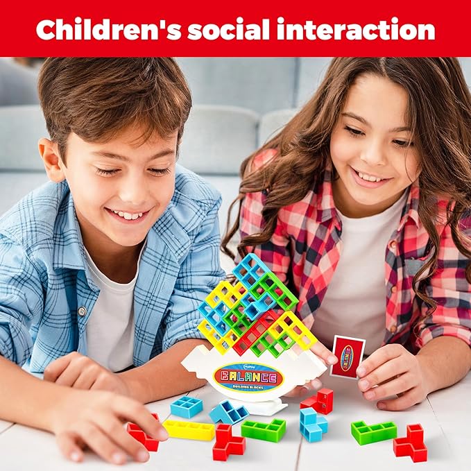 iYuePeng 48 Pcs Board Games for Kids & Adults Tetra Balance Tower Stacking Toys Perfect for Family Games, Parties, Travel