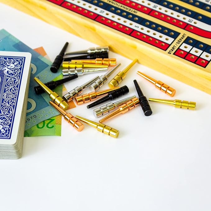 Metal Cribbage Pegs for Cribbage Board Game. Work with Regular Peg Board 1/8 Hole Size Like Bicycle Board Games. Pack of 8 Crib pegs.
