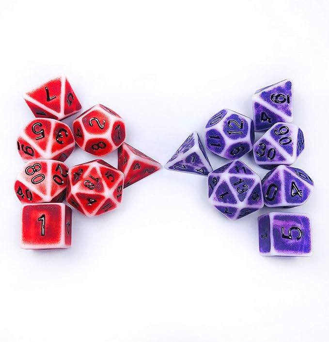 DND Dice Set 2 x 7 (14 PCS) Polyhedral Red Retro Distressed Dice for Dungeons and Dragons(D and D) RPG MTG Roleplaying Tabletop Dice Complete D4 D6 D8 D10 D12 D20
