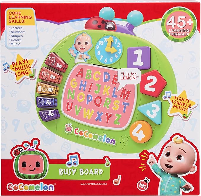 Just Play CoComelon Learning Melon Busy Board, Over 45 Phrases, Preschool Learning and Education, Kids Toys for Ages 18 Month, Amazon Exclusive