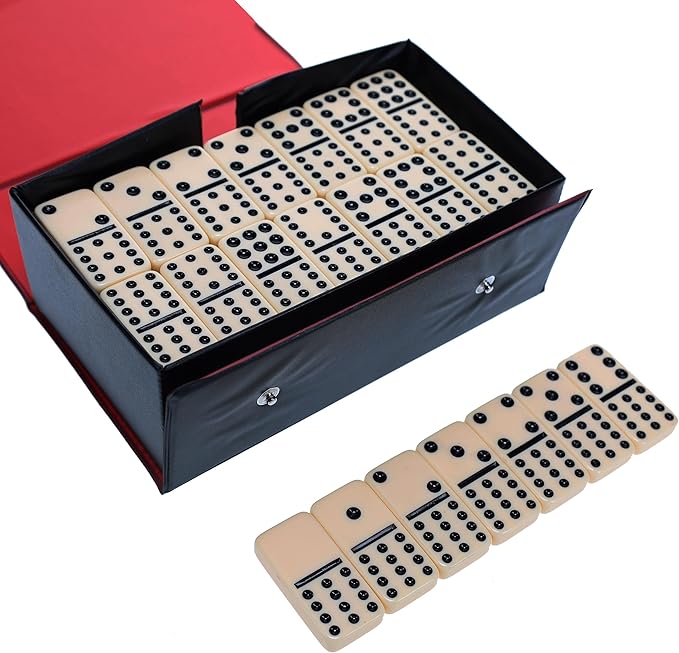 WE Games Double Twelve Dominoes Set - 91 Dominoes in Retro Travel Case - Ideal for Family Games - Perfect for Game Night