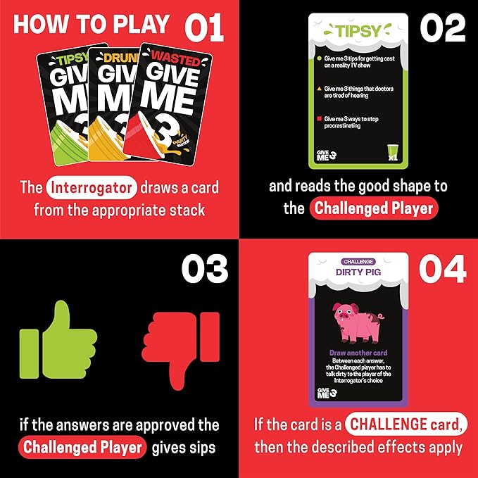 GIVE ME 3 Card Game - Hilarious Adult Drinking Games | 2+ Players | 10 Second Rule