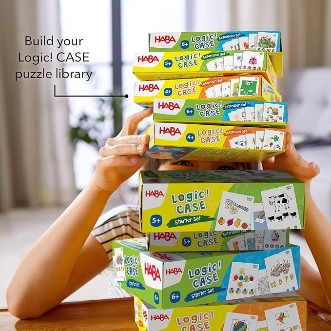 HABA Logic Case Extension Set: Animals, Travel & Car Games for Kids Ages 4-8, Toddler Flash Cards, Educational Puzzle Games & Brain Teasers