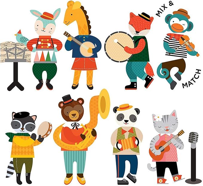 Petit Collage Magnetic Play Set, Animal Band – Mix & Match Magnetic Game Board, Ideal for Ages 3+ – Includes 2 Magnetic Scenes and over 25 Magnet Pieces, Ideal Travel Activity for Kids