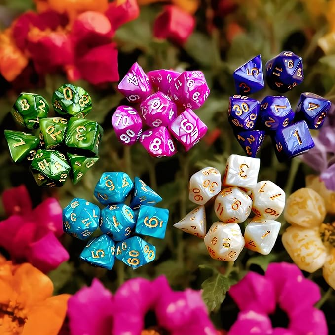 DND Dice Set - 5 * 7-Die Polyhedral Dice Sets for Dungeons and Dragons D&D DND RPG MTG Table Board Roll Playing Games D4 D6 D8 D10 D% D12 D20