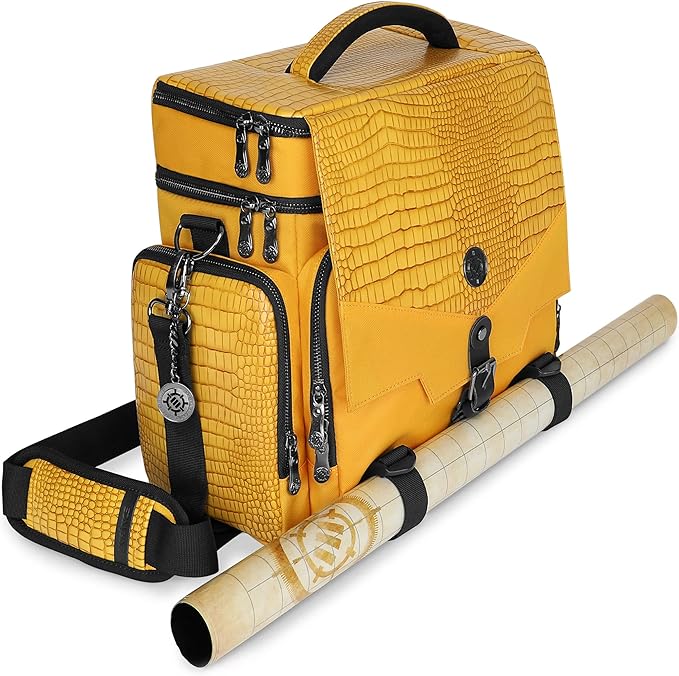 ENHANCE Collector's Edition RPG Adventurer's DND Bag - Outdoor Dragon Skin Travel Bag with Miniature Storage Chest, Mat Holder, DND Dice and Token Pockets, Fits for 4