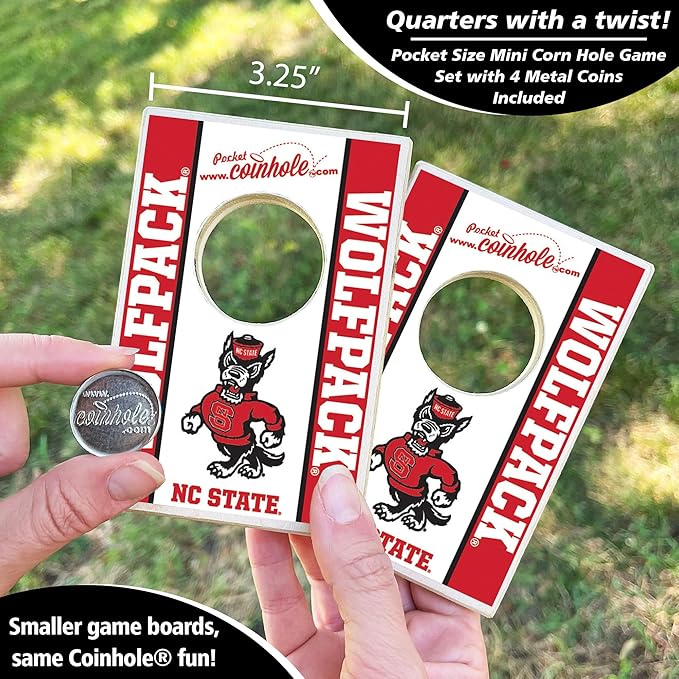 Tabletop Cornhole Game Set | Officially Licensed College Mini Football Cornhole Board Game | Includes Coins